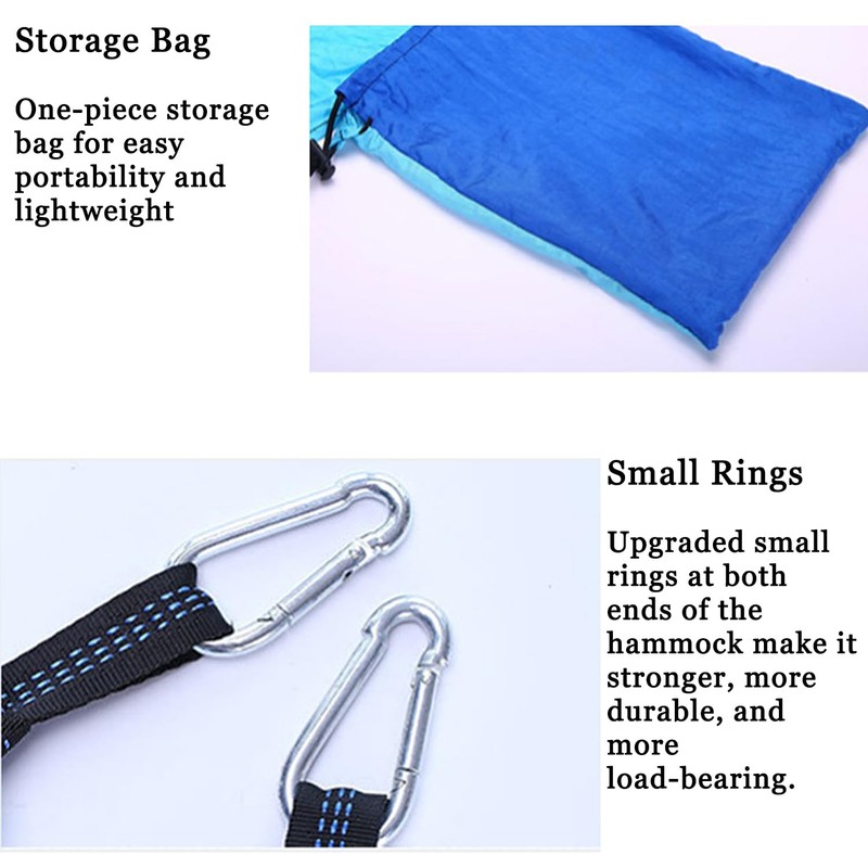 Camping Hammock - Double/Single Size Lightweight Nylon Hammock 660lbs Capacity