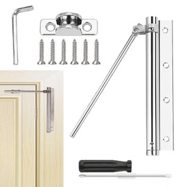 Door Closer, Rod Door Closer, Automatic Door Spring, Stainless Steel Adjustable Door Recliner with Screwdriver for Quiet Room Doors for Outdoor Interior Door, Garden Gate, Fly Screen Door, Room Doors
