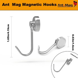 AntMag Swivel Magnetic Hooks Heavy Duty, 22lbs Strong Neodymium Magnetic Hooks, Perfect for Fridge, Grill, Hanging, Key Holder, Office, Kitchen, Warehouse, Pack of 22