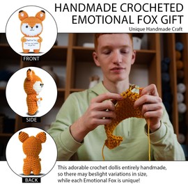 VKYN Positive Foxy Plush Emotional Support Crochet Gifts for Women Friend Sister Inspirational Christmas Birthday Gifts for Women with Positive Card Home Office Desk Decor