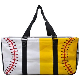 NGIL All Purpose Open Top 23" Classic Extra Large Utility Tote Bag 2019 Collection (Baseball Softball Black)