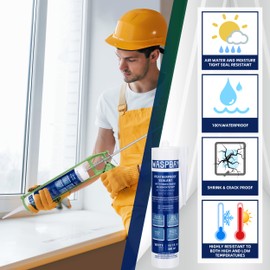 WASPBAY100% Silicone Sealant Caulk Kitchen and Bath Grade, Waterproof and No Odor 4 Ounce Cartridge, 1 Pack