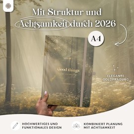 Lebenskompass® Calendar 2026 Book Calendar A4 "Forest" - Beautiful Weekly Planner 2026 & Appointment Calendar 2026 - Sturdy Hardcover with Elegant Foil Embossing
