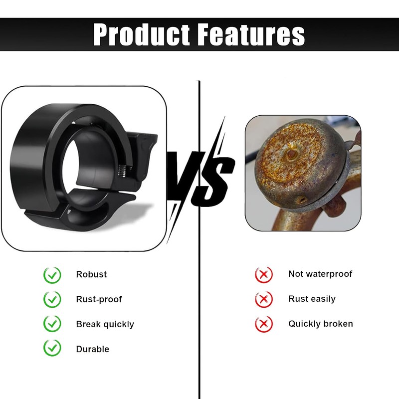 YUNYU Bicycle Bell, 100dB Loud Safety Horn, Aluminium Alloy Low-Profile