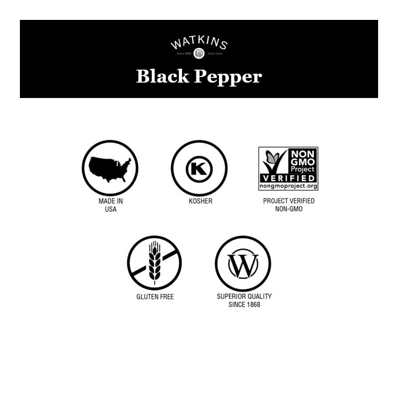 Watkins Gourmet Spice Tin, Pure Ground Black Pepper, 6 oz.