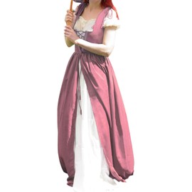 Abaowedding Abaowedding Renaissance Dress Women Medieval Dress Renaissance Pirate Costume Irish Dress Ren Faire Costume, Rose S/M