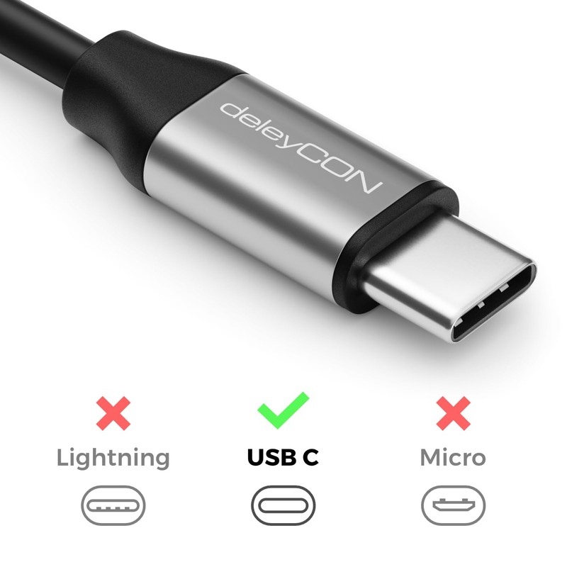 deleyCON USB-C to 3.5 mm Audio Aluminium Adapter - DAC
