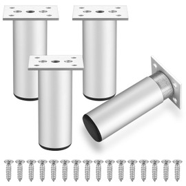 4 Pieces Adjustable Furniture Legs, 4 Inch/10cm Silver Cabinet Legs, 0-20mm Adjustable Furniture Feet, Sofa Legs, Table Legs, Cabinet Dresser Bed Chair Cabinet Breakfast Bar Legs