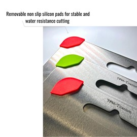 Titanium Cutting Board - 100% Pure Titanium Cutting Boards for Kitchen, Non toxic, Dishwasher safe and with Non slip silicon pads for stable and water resistance cutting (Medium)