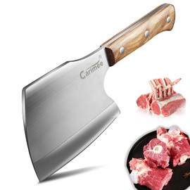 Carimee Meat Cleaver Knife, Butcher Axe Bone Chopper, Heavy Duty - 6.3'' Cutting Blade, BeefBone Breaker, Stainless Steel Thicken Blade & Full Tang Pear Wood Handle, for Kitchen/Slaughterhouse