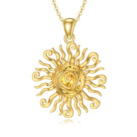 Reaii Natural Citrine Wacky Sun Pendant Necklace for Women 925 Sterling Silver Genuine Citrine Jewelry Gifts