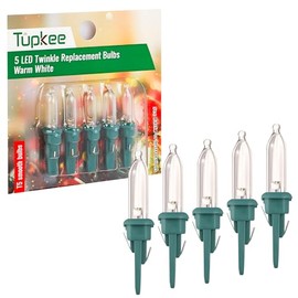 Tupkee LED Replacement Twinkle Bulbs - Warm White – T5 Smooth Bulbs - 5 Bulb per pkg