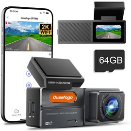 Dash Cam Car Front 2K with WiFi & Dash Cam Car 64GB Card, Super Night Vision, 170° Wide Angle WDR, G-sensor, Loop Recording, Car Camera App Control, IPS Screen, 24-Hour Parking Mode with Motion