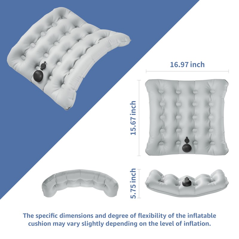 loloburuala Lumbar Support Pillow, Inflatable Seat Cushion, Lightweight Car Back
