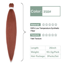 YDDM Pre Stretched Braiding Hair Braiding Hair Extensions Braids Extensions Hair 26 Inch 3packs Box Braid Hair Extensions Hair For Braiding Crochet Hair Braiding (26 Inch, 350#)