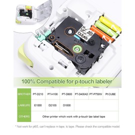Clear Label Tape Compatible with Brother P-Touch TZE-131 Tape, 1/2" (0.47") Laminated Black on Clear TZe131 Brother Label Maker Tape for PT-D210 PTH110 PTD220 PTD410 PTD400, 26.2 Feet (8M), 4PK