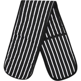 Double Oven Gloves Butcher Quilted Stripe Heat Resistant Oven Mitts Pot Holder Heat Resistant Mitt 100% Cotton For Baking and Cooking
