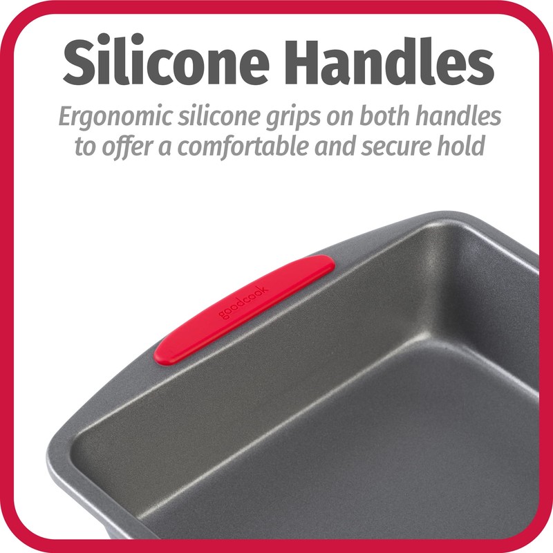 GoodCook MegaGrip Baking Pan with Silicone Grip Handles Square Non-Stick