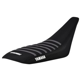 Yamaha YFZ 450 Seat Cover  2004-2013  all BLACK/ GREY ribs LOGO #200