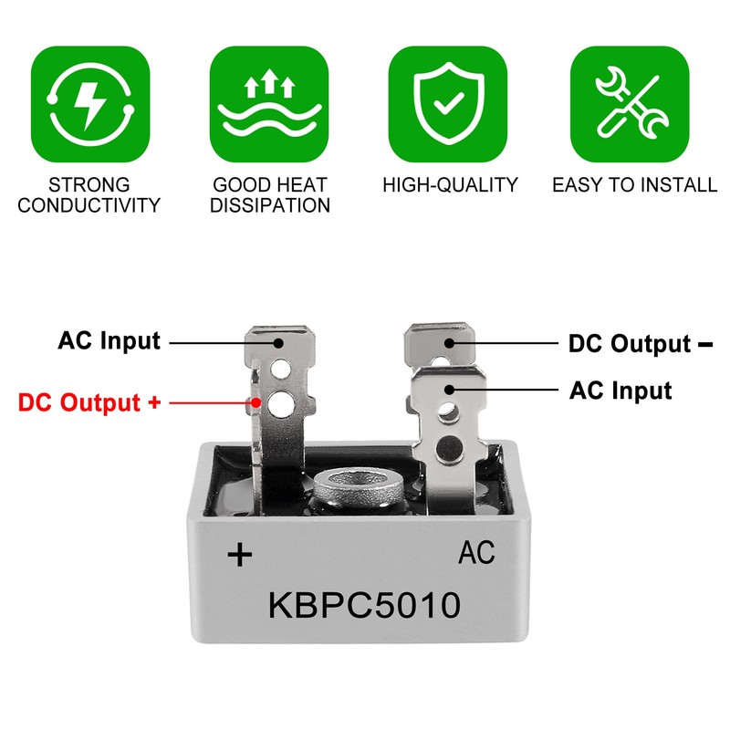 8PCS Bridge Rectifier Diode KBPC5010 1000V 50A AC to DC