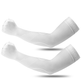 Rockbros Arm Cover, Cold Sensation, UV Protection, Anti-Slip, Sweat Absorbent, Quick Drying, Arm Sleeve, Summer, Sports, Golf, Bicycle, Men's, Women's, Farming, Fishing, Baseball, Unisex, White