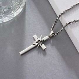 Tiaxiemo Cross Necklace for Men 925 Sterling Silver Electrician Cross Necklace Gifts for Electricians