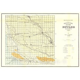 Historic Pictoric Map : Geology of Butler County [Iowa], 1910 Cartography Wall Art : 36in x 24in
