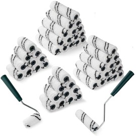 50 Pack 2 Inch and 4 Inch Microfiber Paint Roller Covers with 2pcs Anti Rust Metal Roller Frames, Professional Grade Painting Tools for Walls, Ceilings, Furniture