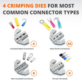 Wirefy Crimping Tool Set 5 PCS - Ratcheting Wire Crimper - For Heat Shrink, Nylon, Non-Insulated Connectors, Ferrule Terminals