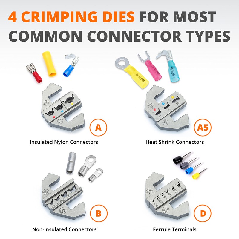 Wirefy Crimping Tool Set 5 PCS - Ratcheting Wire Crimper