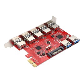 PCI-E to 5 Port USB 3.0 and 2 Port USB 3.0 Built in RJ45 1Gbps VIA Expansion Board Card Adapter