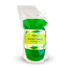 Shampoo Romero-Tomillo, ECO-Refil, Ideal para Evitar la Caída del Cabello, de Uso Diario, con Extractos Naturales, sin Sulfatos y sin Parabenos.      