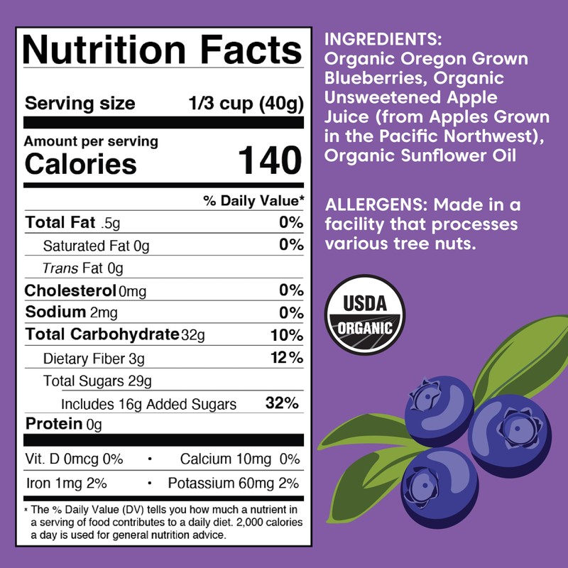 Wilderness Poets, Organic Oregon Blueberries (Sweetened with Organic Apples) -
