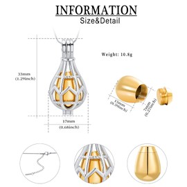 QGJNSGC Urn Necklace Openwork Teardrop Urn Locket Ash Necklace Memorial Jewellery Cremation Jewellery Funeral Keepsake Jewellery Ash Holder, Stainless Steel