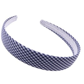 Mytoptrendz® Classic Patterned Headband Flat Wide Non Slip Alice Hair Band Gingham Plaid Women Girls Fashion Hair Accessories (Blue)