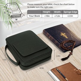 Bible Covers for Men & Women, Bible Case Carrying Church Bag with Book Stand, Bible Bag with Handle & Shoulder Strap, Zipper and Multi-Pockets for Study Bible Protector-Deep Grey (Patent Design)