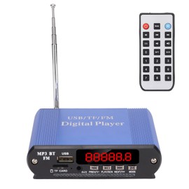 40w X 2 Home Audio 2 Channel Stereo Amplifier Receiver with USB, Memory Card Slot, FM Radio, and Remote Control, for Karaoke, Home Theater, and Sound System (Blue Player)