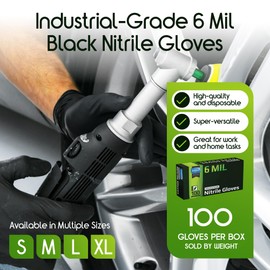 Inspire Black Nitrile Gloves HEAVY DUTY 6 Mil Nitrile Chemical Resistant Medical Cooking Cleaning Disposable Black Gloves