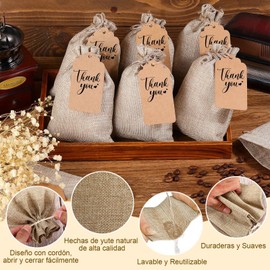 25PCS Bolsas de Arpillera con Cordón,15 X 20 CM Bolsas de Lino para Bodas, Bolsas de Arpillera para Joyería, Bolsas de Yute para Regalos, Cumpleaños, Fiestas, Regalos de Boda