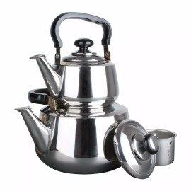 Aramco Double Tea Professional Kettle Strainer Included 1.2/3L Stainless Steel Samovar
