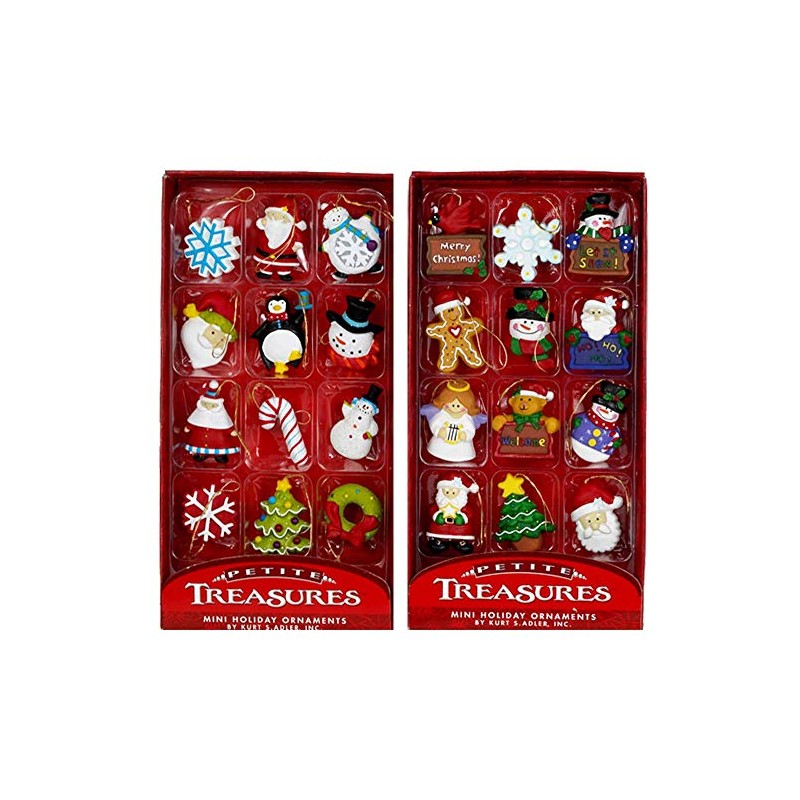 Kurt Adler Petite Treasures 12-Piece Miniature Ornaments Set, 2 Pack
