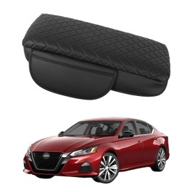 SDPVorn Armrest Cover for Nissan Altima Center Console Pad with Organizer Storage Pockets, Black Faux Leather Arm Rest Lid Protector Cushion Interior Accessories (2019-2025)