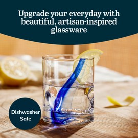 Libbey Blue Ribbon Rock Glasses Set of 8, Artisan Inspired Four-Dimple Shaped Whiskey Glasses Set, Dishwasher Safe Short Drinking Glasses for Families