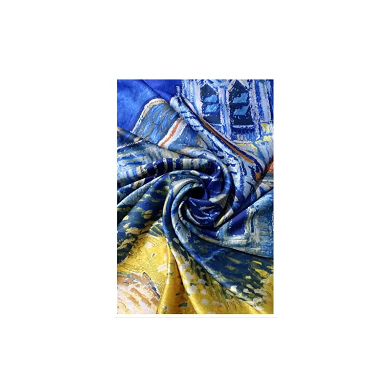 GFM® Sommerschal aus Seidenmischgewebe-(Van Gogh - The Church At Auvers)-(EXC)(FS-VSLK-SC-3461-A)