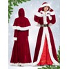 FancyFun 4 Pieces Mrs Claus Costume for Women, Adult Santa