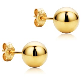 10K Yellow Gold Ball Stud Earrings, 6mm