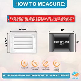 Aluminum 22 x 6 Inch Vent Cover Return Air Grille – Transfer Grille AC Vent Cover – Durable Rustproof Aluminum Design – Optimal Air Flow – Low Noise Wall Vent for Residential, Industrial Use