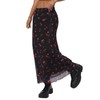 Avanova Women Cute Cherry Mesh Midi Skirt High Waist Lettuce