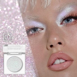 Fixleren Glitter Chameleon Eyeshadow Makeup Palette, Highlighting Eyeshadow, Metallic Changing Long-Lasting Holographic Glitter Multichrome Eyeshadow, Stage/Party Make-Up (Silver-1)