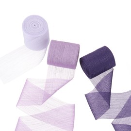 PATIKIL Chiffon Crinkle Ribbon 1.57" x 5.47 Yard, 3 Roll Shining Handmade Fabric Silk Ribbon for Crafts Wrapping Wedding Invitations Bouquets Bow Decoration, Purple